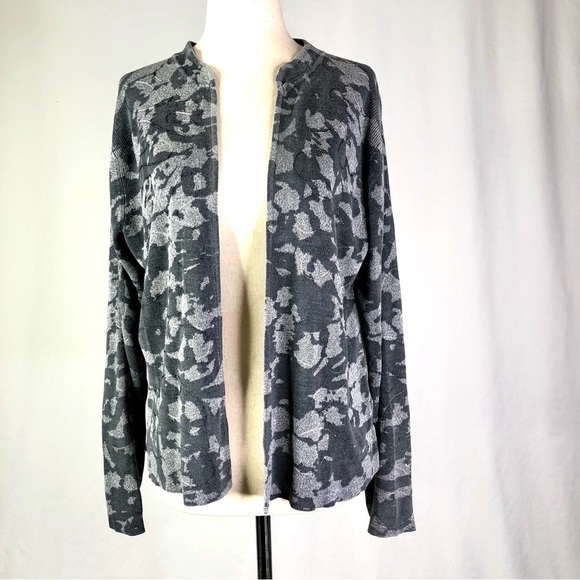 Sigrid Olsen silk open front cardigan grey camo S - Picture 1 of 9